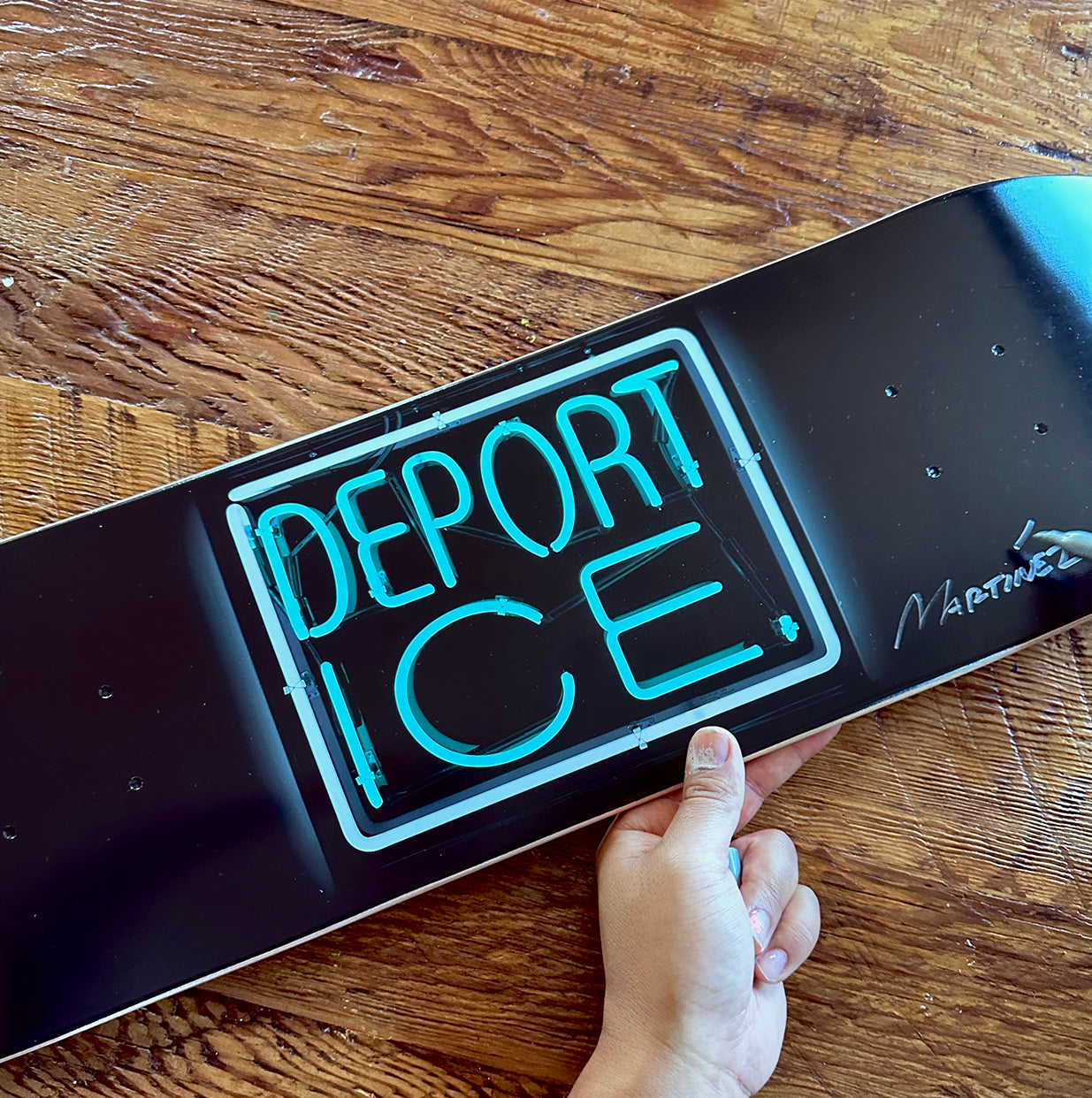 Abolish ICE Skateboard Deck — V1: Signed by Patrick Martinez