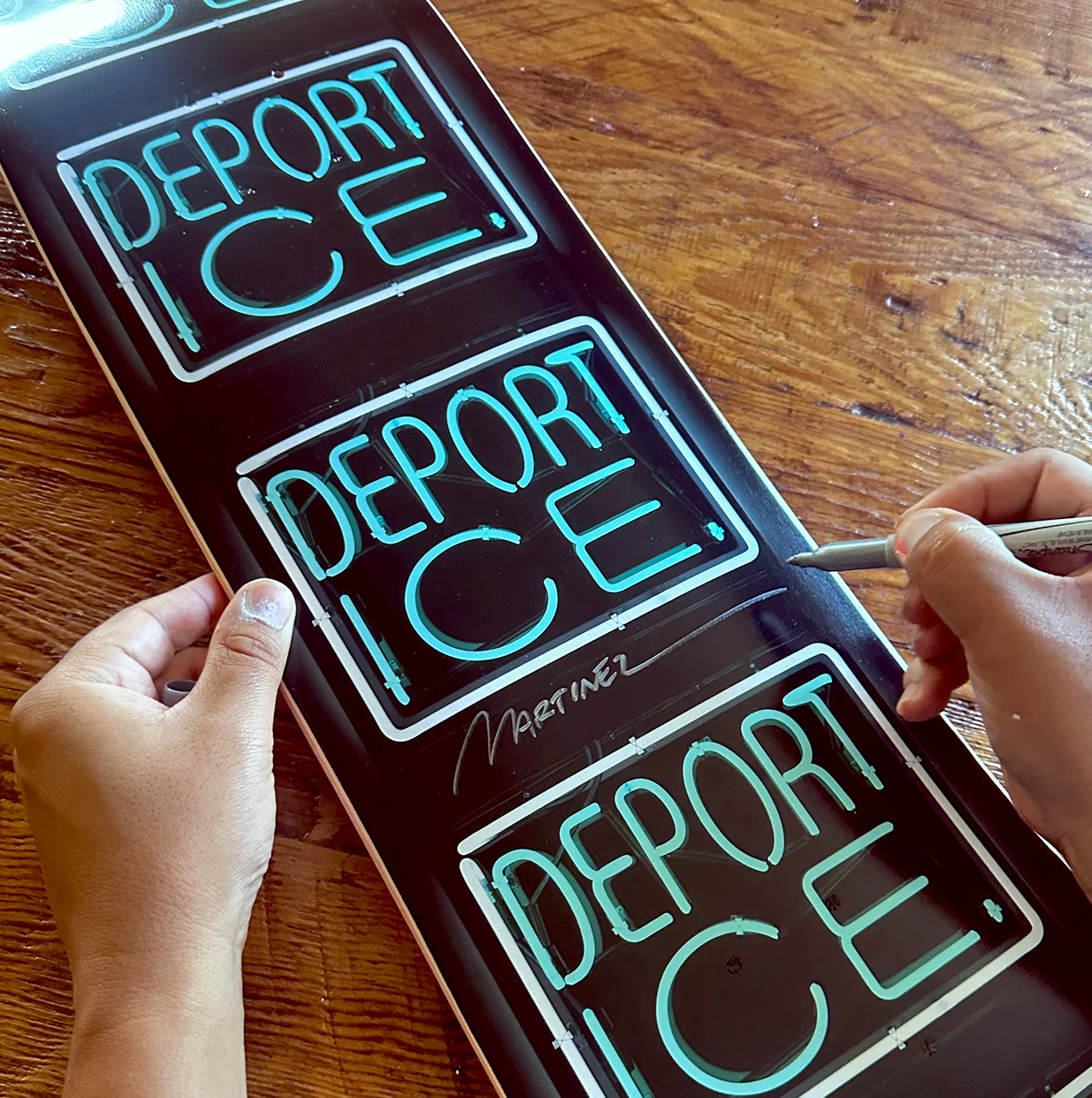 Abolish ICE Skateboard Deck — V3: Signed by Patrick Martinez