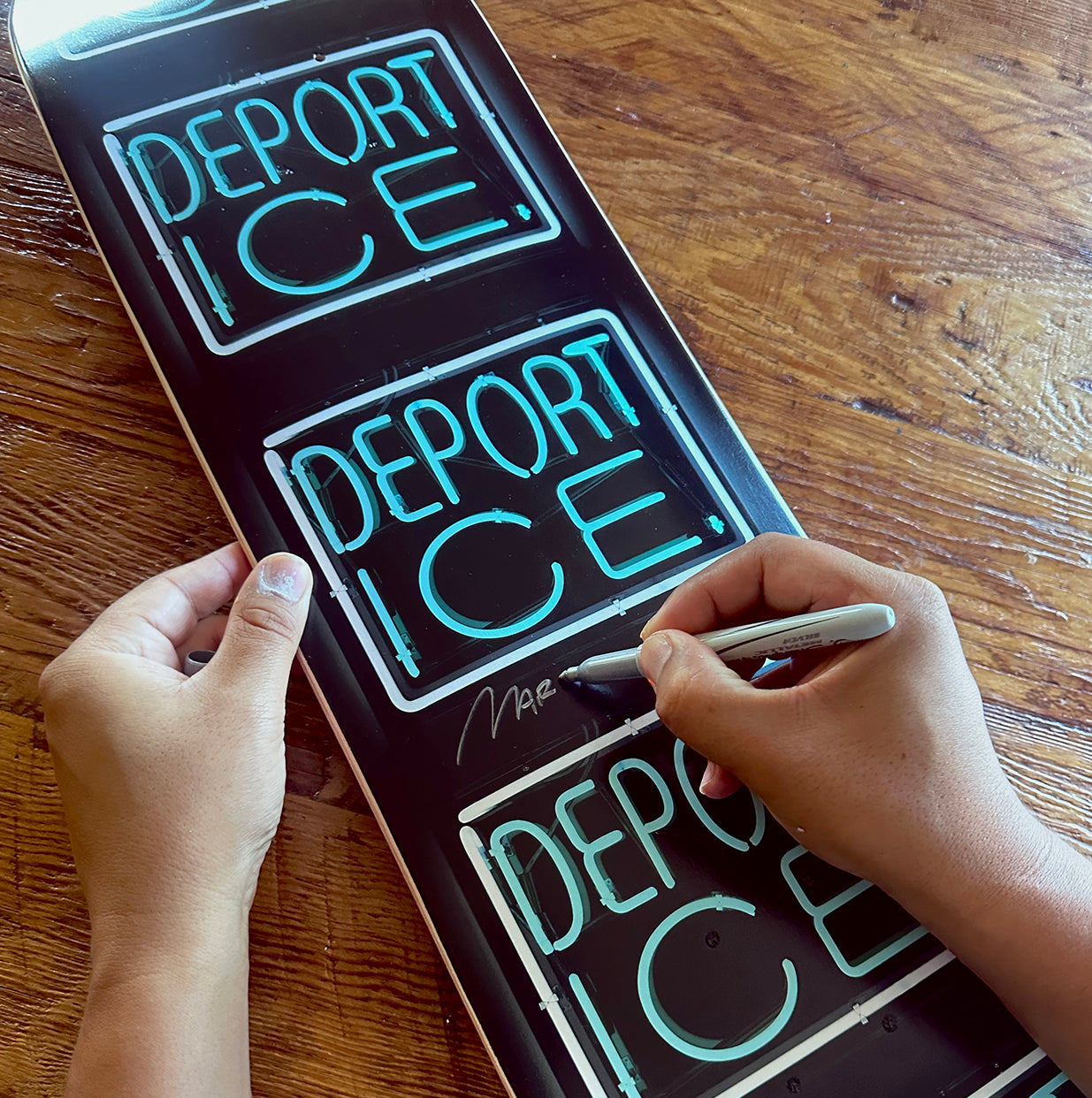 Abolish ICE Skateboard Deck — V3: Signed by Patrick Martinez